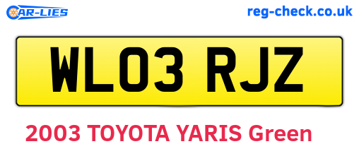 WL03RJZ are the vehicle registration plates.