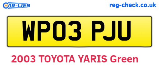 WP03PJU are the vehicle registration plates.