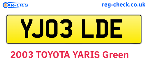 YJ03LDE are the vehicle registration plates.