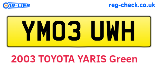 YM03UWH are the vehicle registration plates.