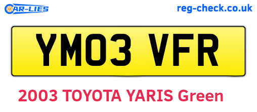 YM03VFR are the vehicle registration plates.