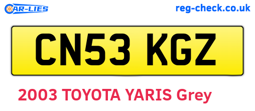 CN53KGZ are the vehicle registration plates.