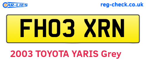 FH03XRN are the vehicle registration plates.