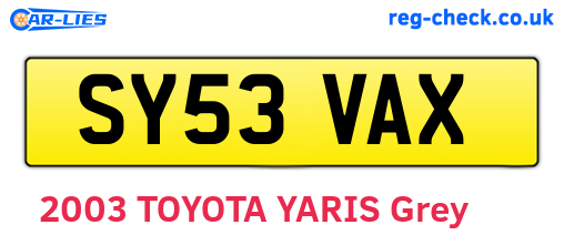 SY53VAX are the vehicle registration plates.