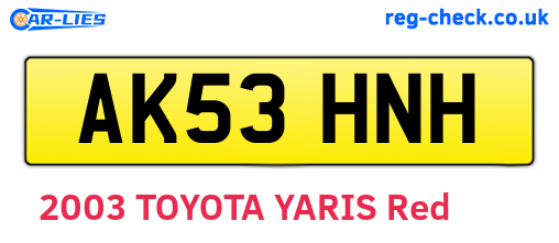 AK53HNH are the vehicle registration plates.