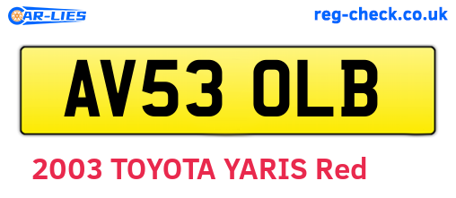 AV53OLB are the vehicle registration plates.
