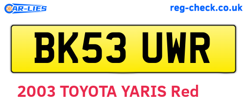 BK53UWR are the vehicle registration plates.