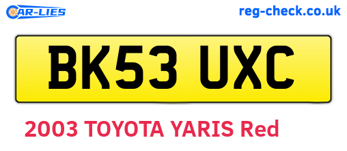 BK53UXC are the vehicle registration plates.