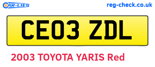 CE03ZDL are the vehicle registration plates.