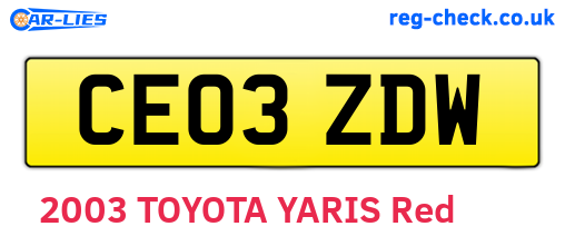 CE03ZDW are the vehicle registration plates.