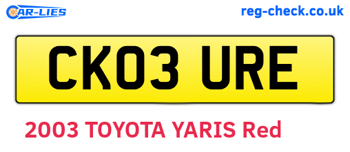 CK03URE are the vehicle registration plates.