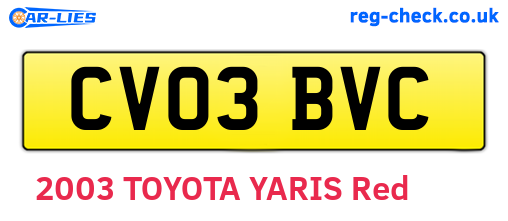 CV03BVC are the vehicle registration plates.