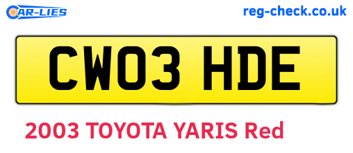 CW03HDE are the vehicle registration plates.