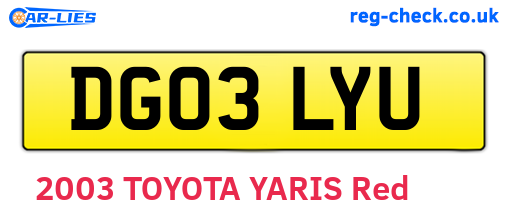 DG03LYU are the vehicle registration plates.