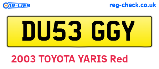 DU53GGY are the vehicle registration plates.