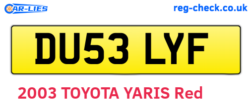 DU53LYF are the vehicle registration plates.