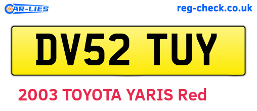 DV52TUY are the vehicle registration plates.