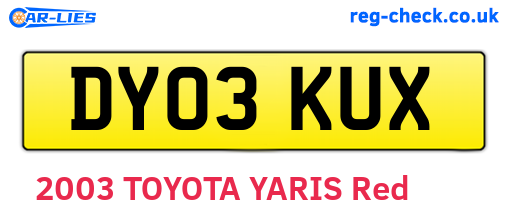 DY03KUX are the vehicle registration plates.