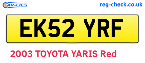 EK52YRF are the vehicle registration plates.