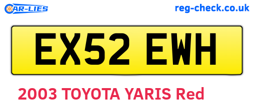 EX52EWH are the vehicle registration plates.