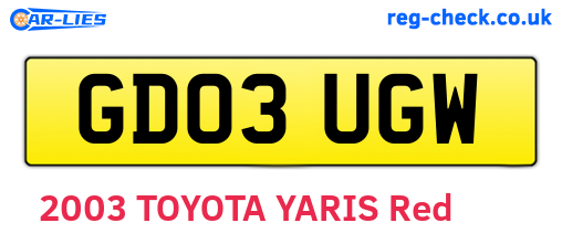 GD03UGW are the vehicle registration plates.