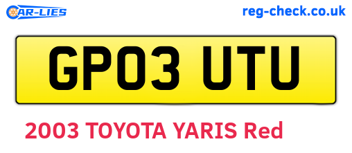 GP03UTU are the vehicle registration plates.