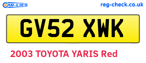 GV52XWK are the vehicle registration plates.