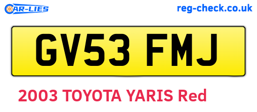 GV53FMJ are the vehicle registration plates.