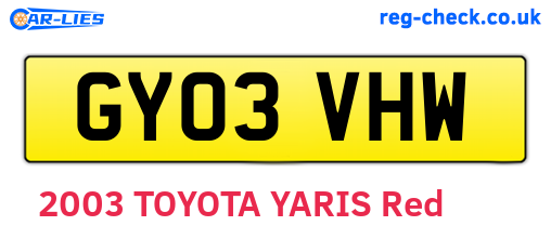 GY03VHW are the vehicle registration plates.