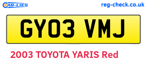 GY03VMJ are the vehicle registration plates.
