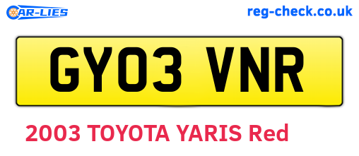 GY03VNR are the vehicle registration plates.