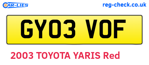 GY03VOF are the vehicle registration plates.