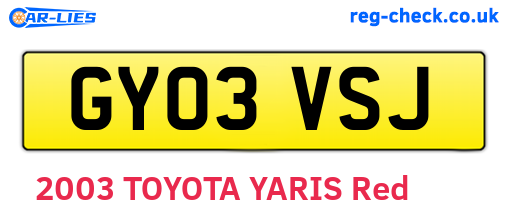 GY03VSJ are the vehicle registration plates.