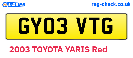 GY03VTG are the vehicle registration plates.