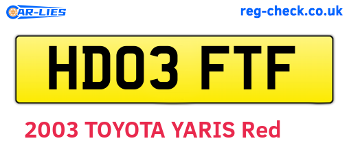 HD03FTF are the vehicle registration plates.