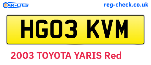 HG03KVM are the vehicle registration plates.