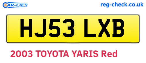 HJ53LXB are the vehicle registration plates.