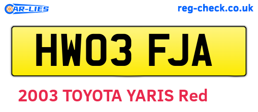 HW03FJA are the vehicle registration plates.