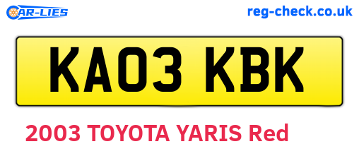 KA03KBK are the vehicle registration plates.