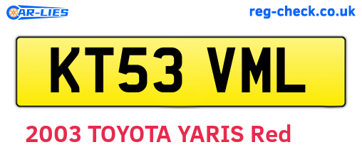 KT53VML are the vehicle registration plates.
