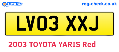 LV03XXJ are the vehicle registration plates.