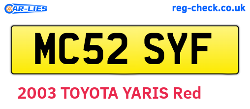 MC52SYF are the vehicle registration plates.