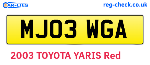 MJ03WGA are the vehicle registration plates.