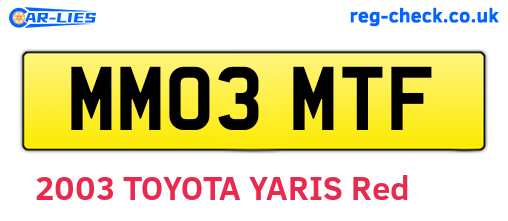 MM03MTF are the vehicle registration plates.