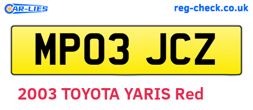 MP03JCZ are the vehicle registration plates.