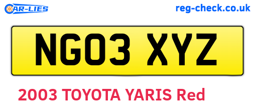 NG03XYZ are the vehicle registration plates.