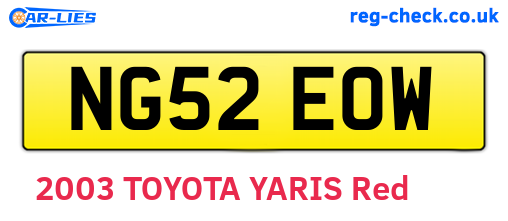 NG52EOW are the vehicle registration plates.