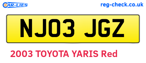 NJ03JGZ are the vehicle registration plates.
