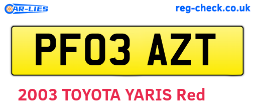 PF03AZT are the vehicle registration plates.