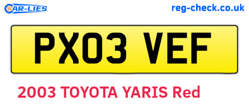PX03VEF are the vehicle registration plates.